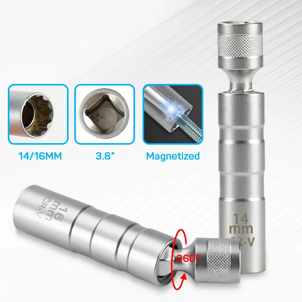 16mm 자기 얇은 벽 범용 조인트 점화 플러그 소켓  - Spark Plug Socket Set 리뷰 및 가격