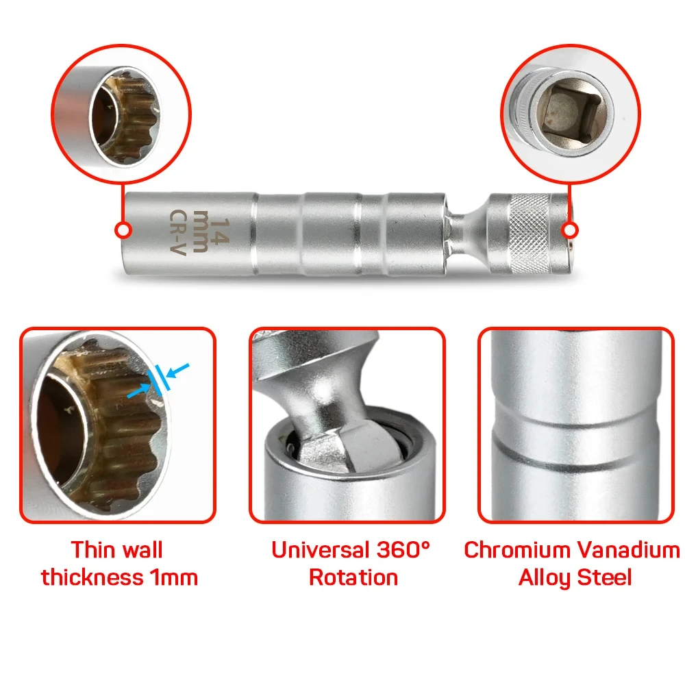 16mm 자기 얇은 벽 범용 조인트 점화 플러그 소켓  - Spark Plug Socket Set 리뷰 및 가격